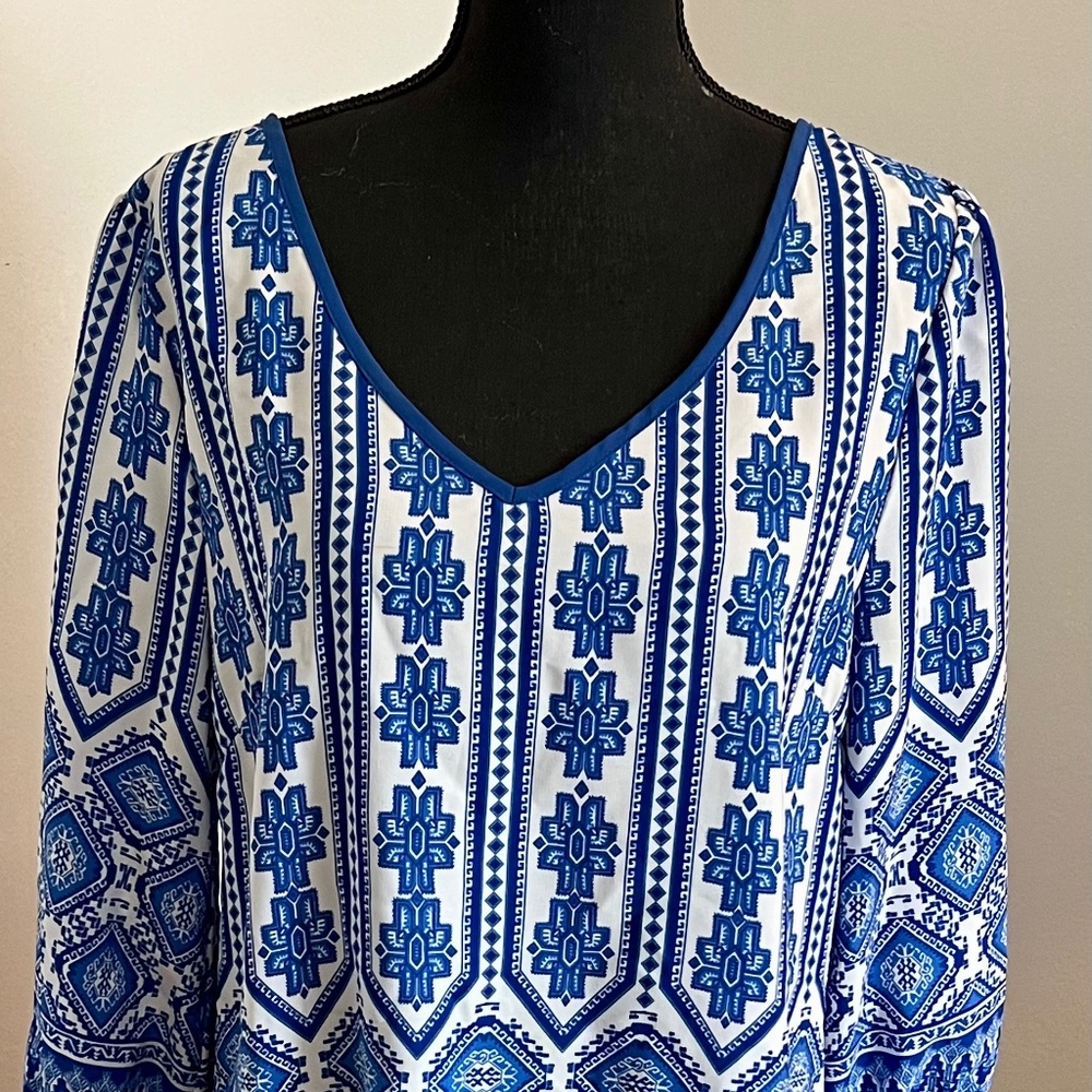 Blue and white blouse